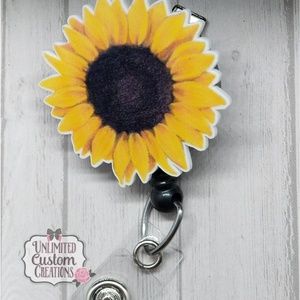 Sunflower alligator clip badge Reel